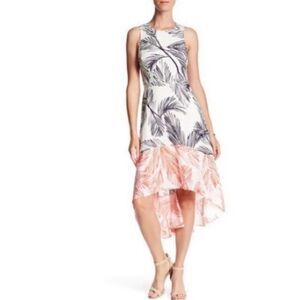 Anthropologie Vince Camuto Leaf Black Red White High Low Midi Maxi